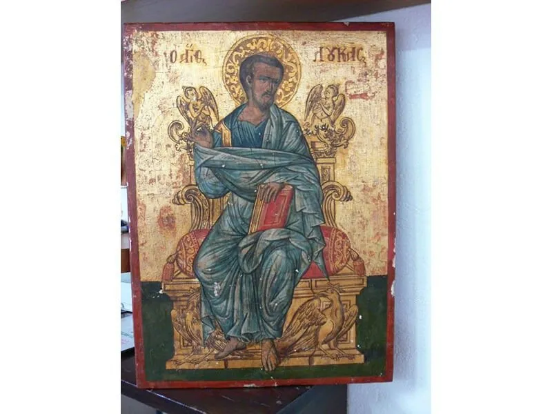 Restauração imagem sacra São Lucas