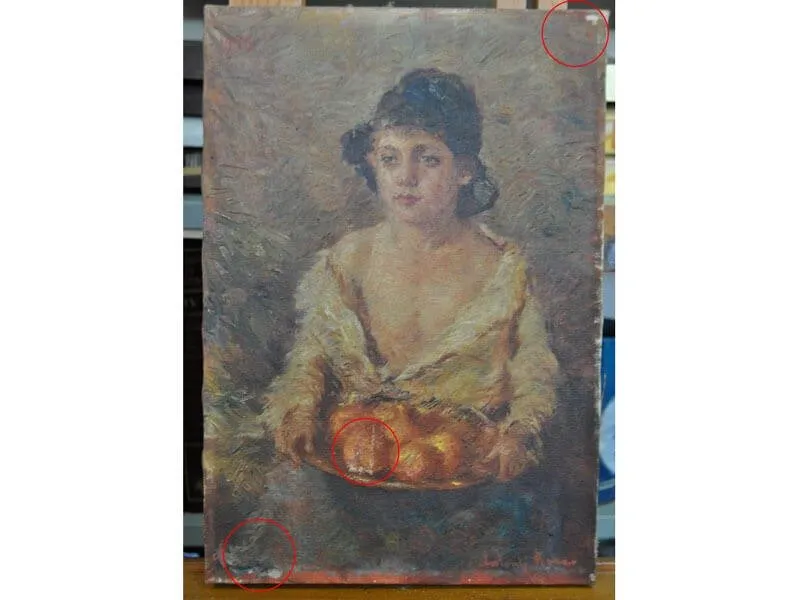 Estado de conservação da pintura antiga de Antonio Rocco