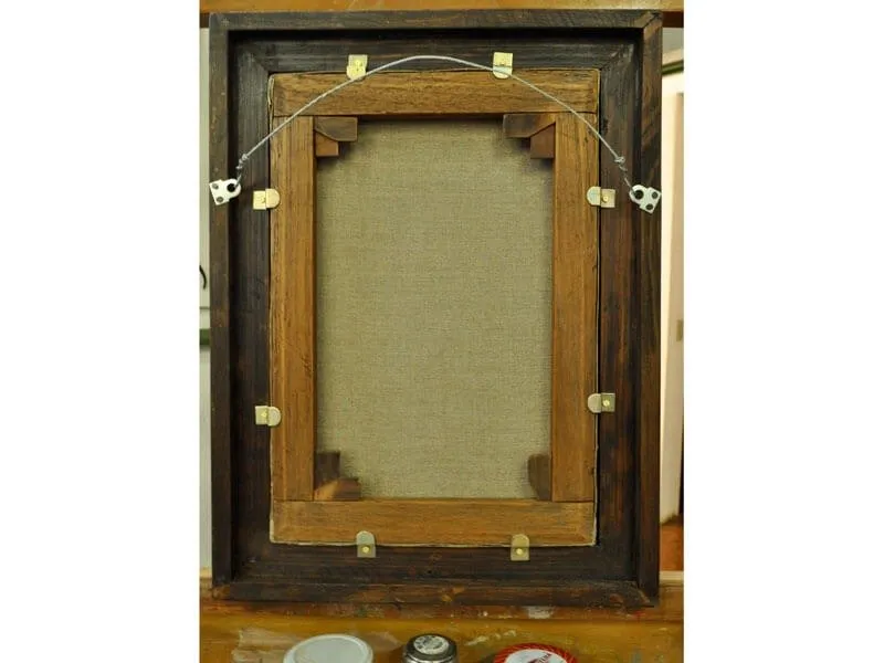 Detalhe da reintegração cromática na pintura antiga