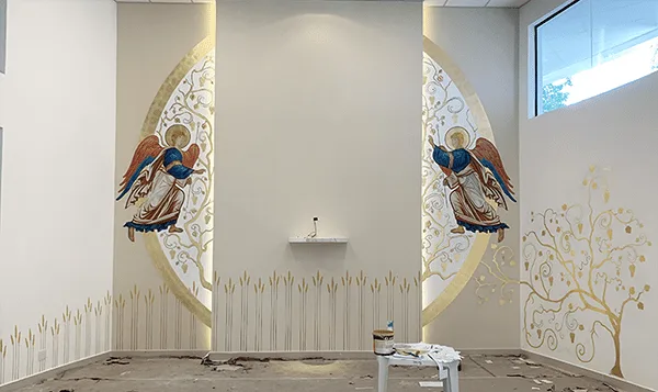 Pintura de igreja:pintura do painél da igreja feita pelo Artista plástico Clayton Caner