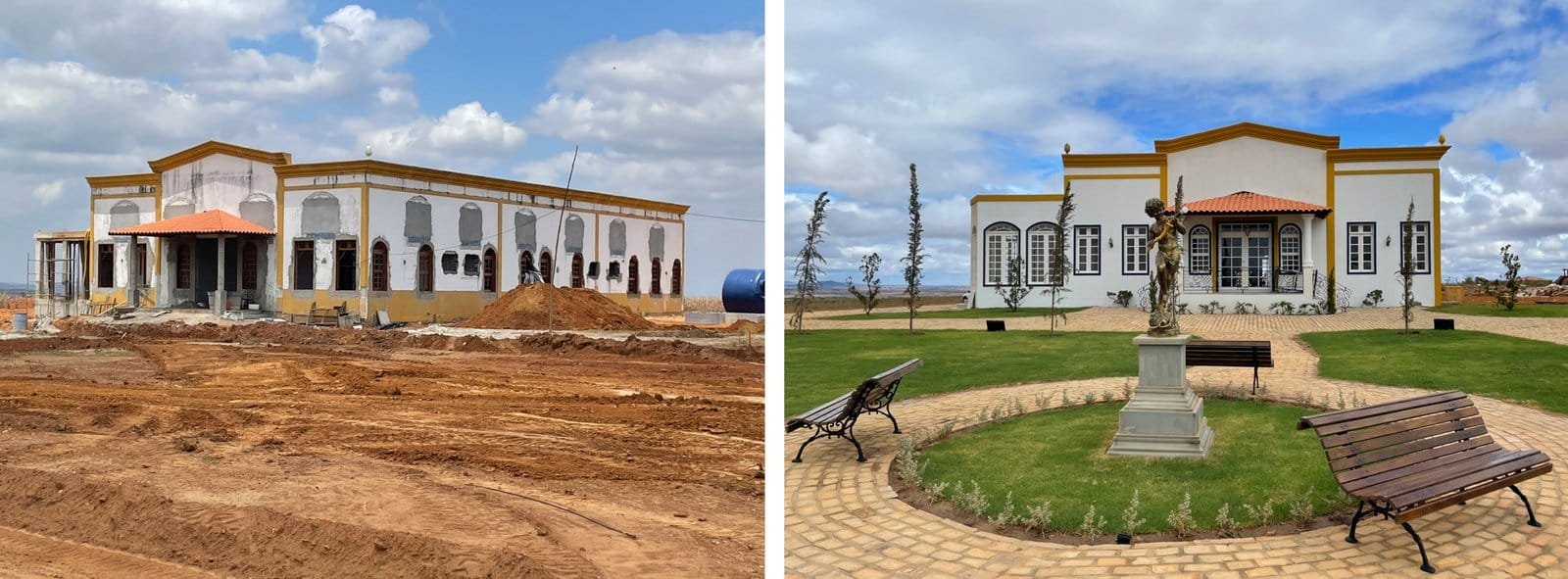 Sede de fazenda histórica antes e depois do restauro arquitetônico realizado pela CANERSTUDIO
